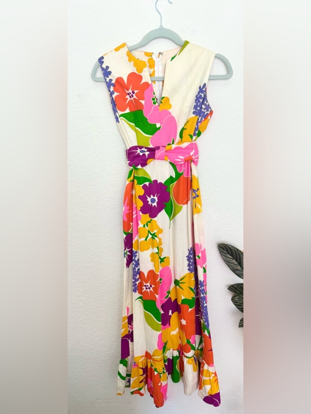 Malia Honolulu Vintage Dress Hawaiian 1970s Maxi Multi Colored Floral